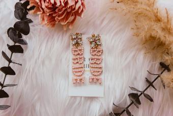 Ever After Bridal Beaded Bride Earrings - Soft Pink #0 default thumbnail